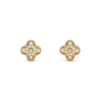 [⭐Seralia]CLOVER MEDIUM 1 MOTIFS FUll DIAMOND EARRINGS