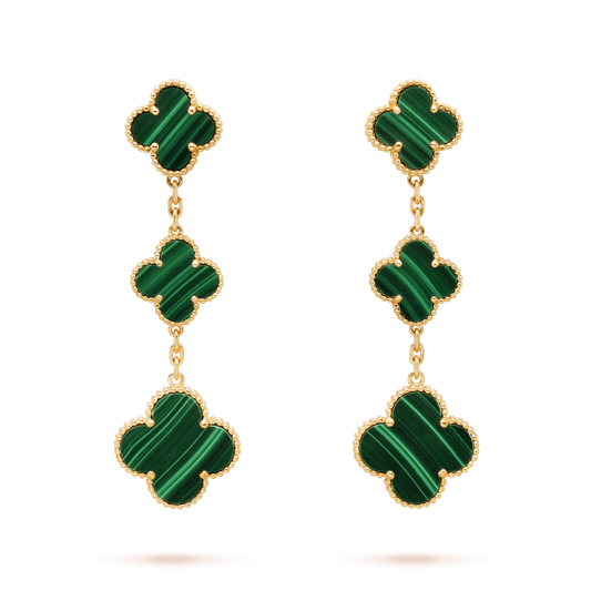 [⭐Seralia]CLOVER MALACHITE 3 MOTIFS GOLD