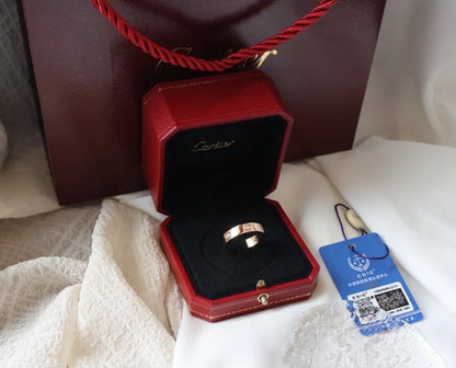 [⭐Seralia]LOVE RING 5.5MM 6 DIAMONDS PINK GOLD