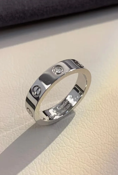 [⭐Seralia]LOVE RING 4MM 1 DIAMOND SILVER