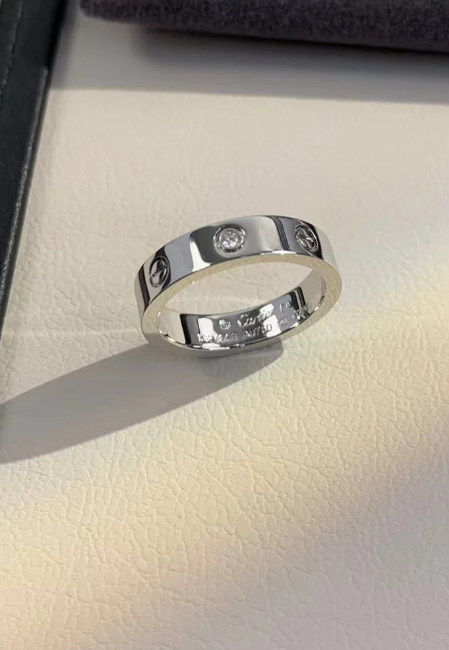 [⭐Seralia]LOVE RING 4MM 1 DIAMOND SILVER
