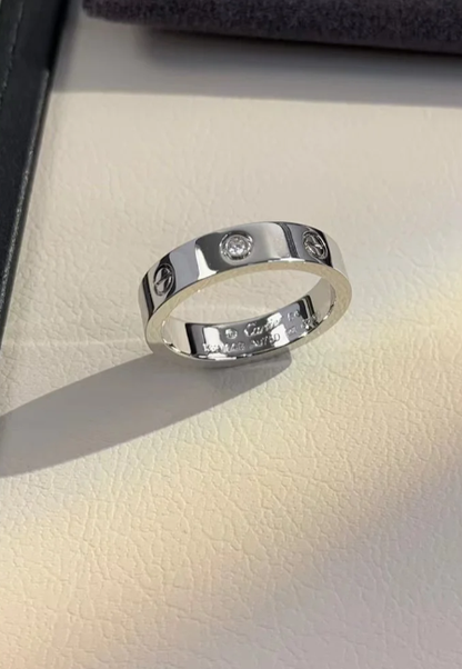 [⭐Seralia]LOVE RING 4MM 1 DIAMOND SILVER