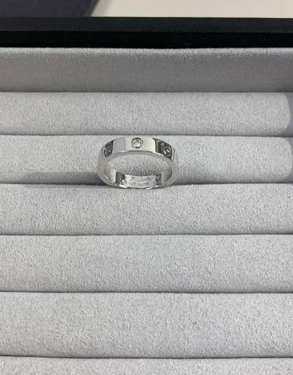 [⭐Seralia]LOVE RING 4MM 1 DIAMOND SILVER