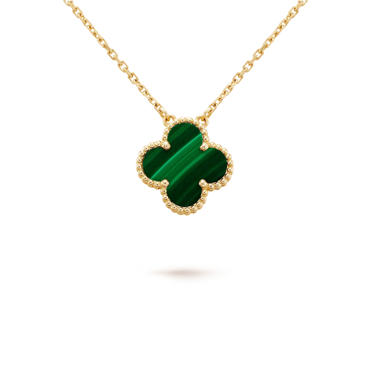 [⭐Seralia]CLOVER 15MM MALACHITE SINGLE FLOWER  NECKLACE