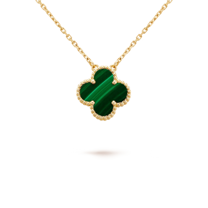 [⭐Seralia]CLOVER 15MM MALACHITE SINGLE FLOWER  NECKLACE
