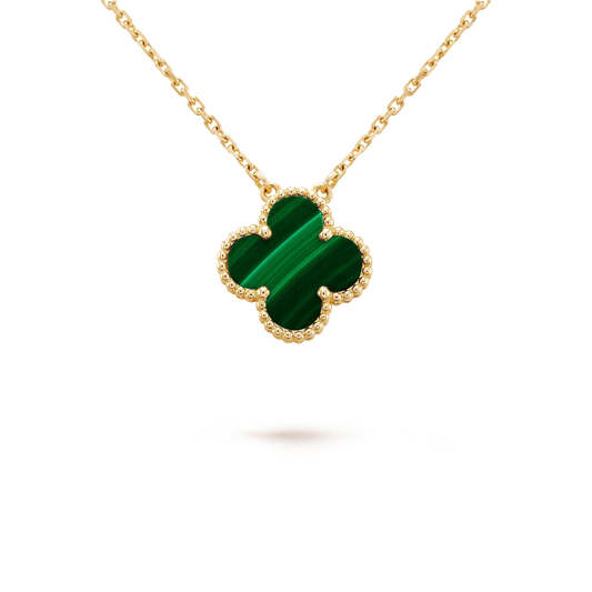 [⭐Seralia]CLOVER 15MM MALACHITE SINGLE FLOWER  NECKLACE
