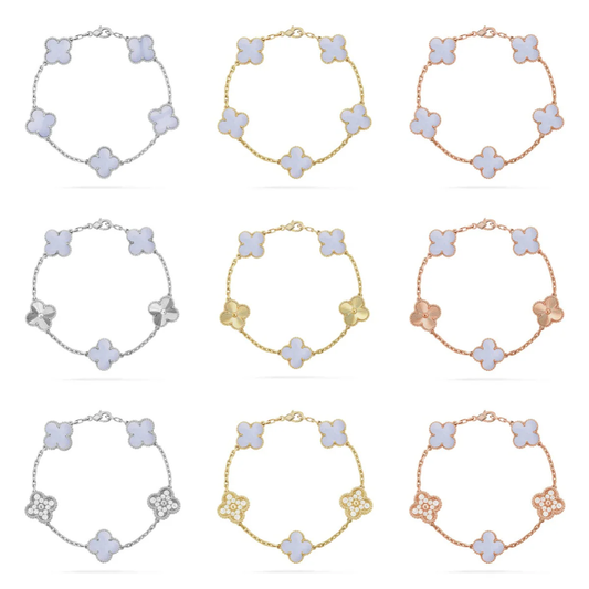 [⭐Seralia] CLOVER 5 MOTIF PURPLE CHALCEDONY BRACELET COLLECTION