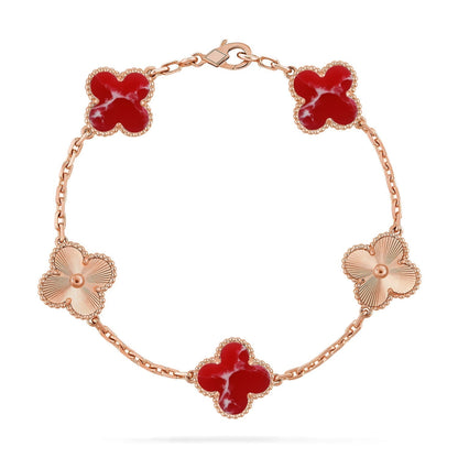 [⭐Seralia]CLOVER 5 MOTIF RED PATTERN BRACELET COLLECTION