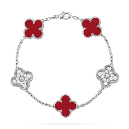 [⭐Seralia] CLOVER 5 MOTIF RED CORNELIAN BRACELET COLLECTION