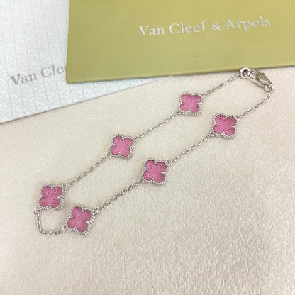 [⭐Seralia]2026 NEW CLOVER 6 MOTIF BUBBLE PINK ENAMEL BRACELET
