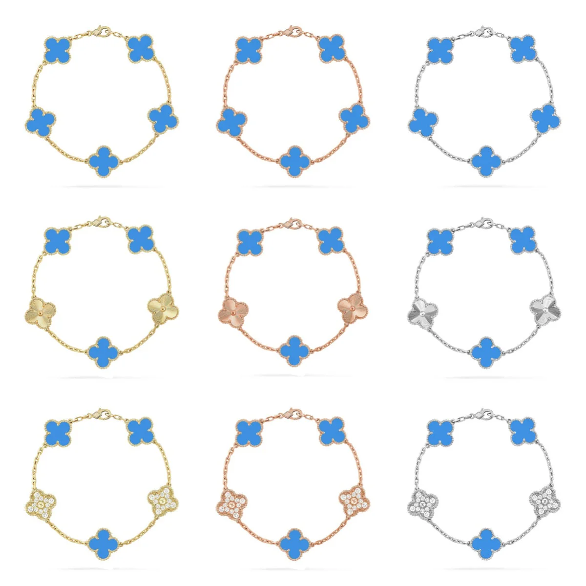 [⭐Seralia] CLOVER 5 MOTIF BLUE AGATE BRACELET COLLECTION