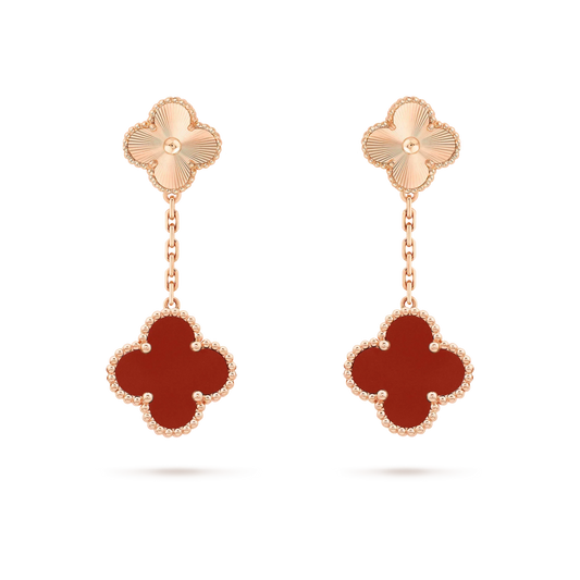[⭐Seralia]CLOVER 2 MOTIF  LASER CARNELIAN EARRINGS