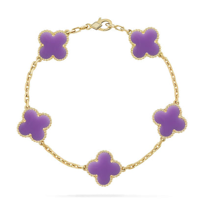 [⭐Seralia]CLOVER 5 MOTIF LIGHT PURPLE BRACELET COLLECTION