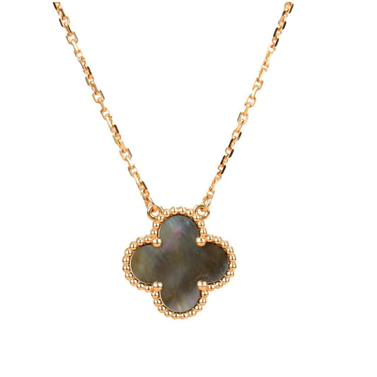[⭐Seralia]CLOVER 15MM  GRAY MOTHER OF PEARL NECKLACE