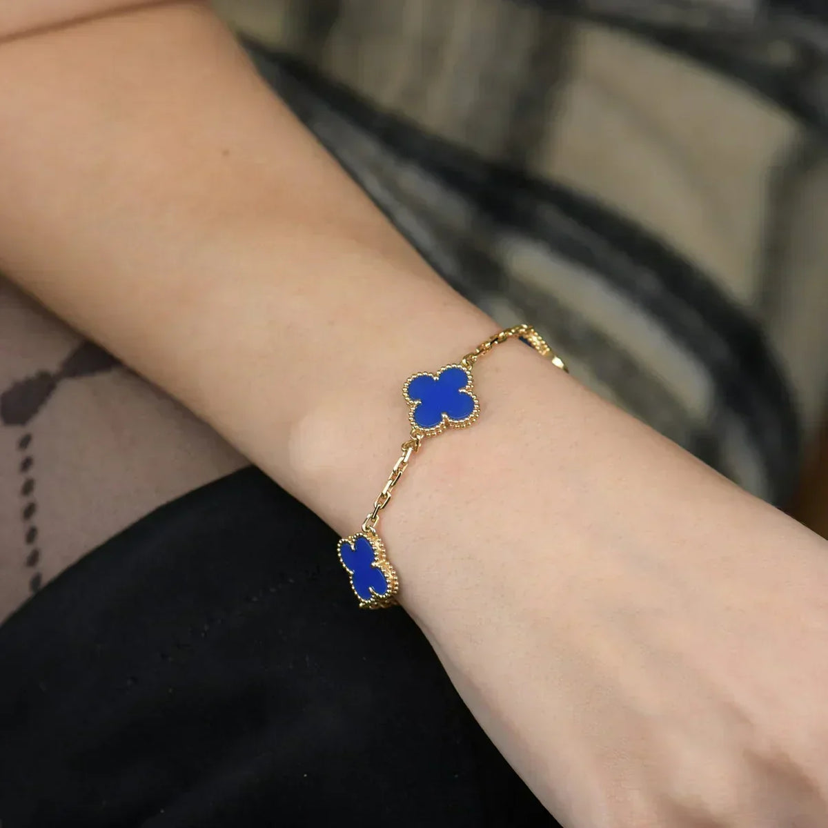 [⭐Seralia] CLOVER 5 MOTIF BLUE AGATE BRACELET COLLECTION