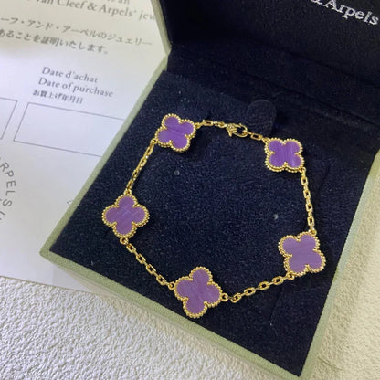 [⭐Seralia] CLOVER 5 MOTIF VIOLET BRACELET COLLECTION