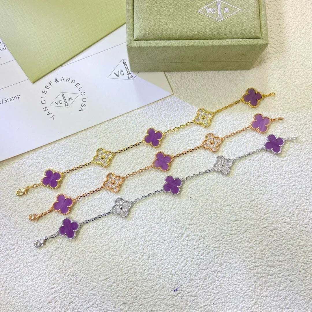[⭐Seralia] CLOVER 5 MOTIF VIOLET BRACELET COLLECTION