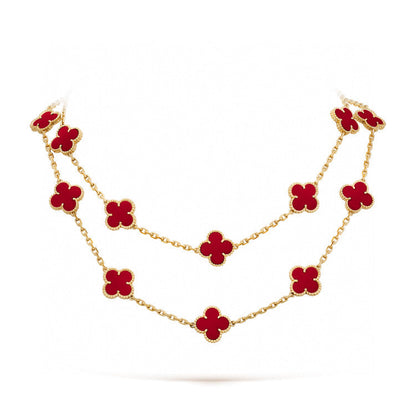 [⭐Seralia]CLOVER 20 MOTIFS CARNELIAN NECKLACE