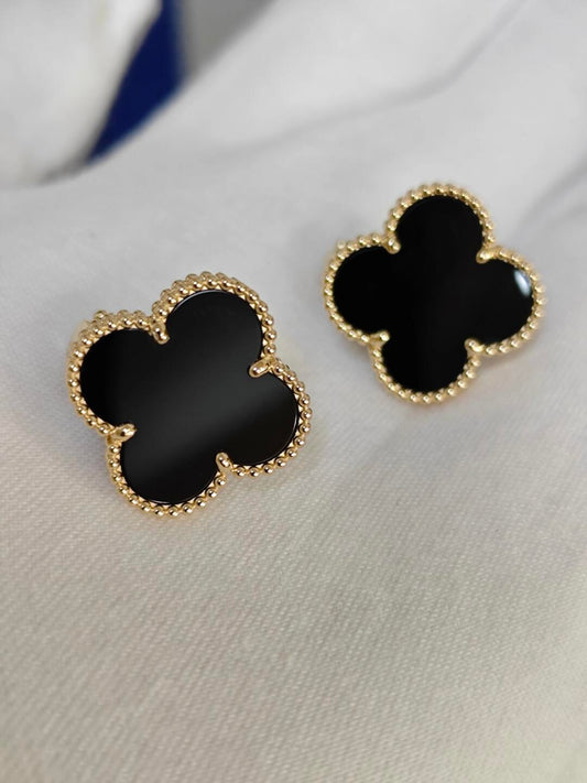 [⭐Seralia]CLOVER 20MM BLACK MOP EARRINGS