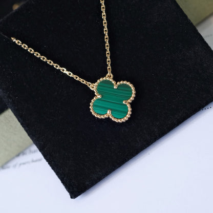 [⭐Seralia]CLOVER 15MM MALACHITE SINGLE FLOWER  NECKLACE