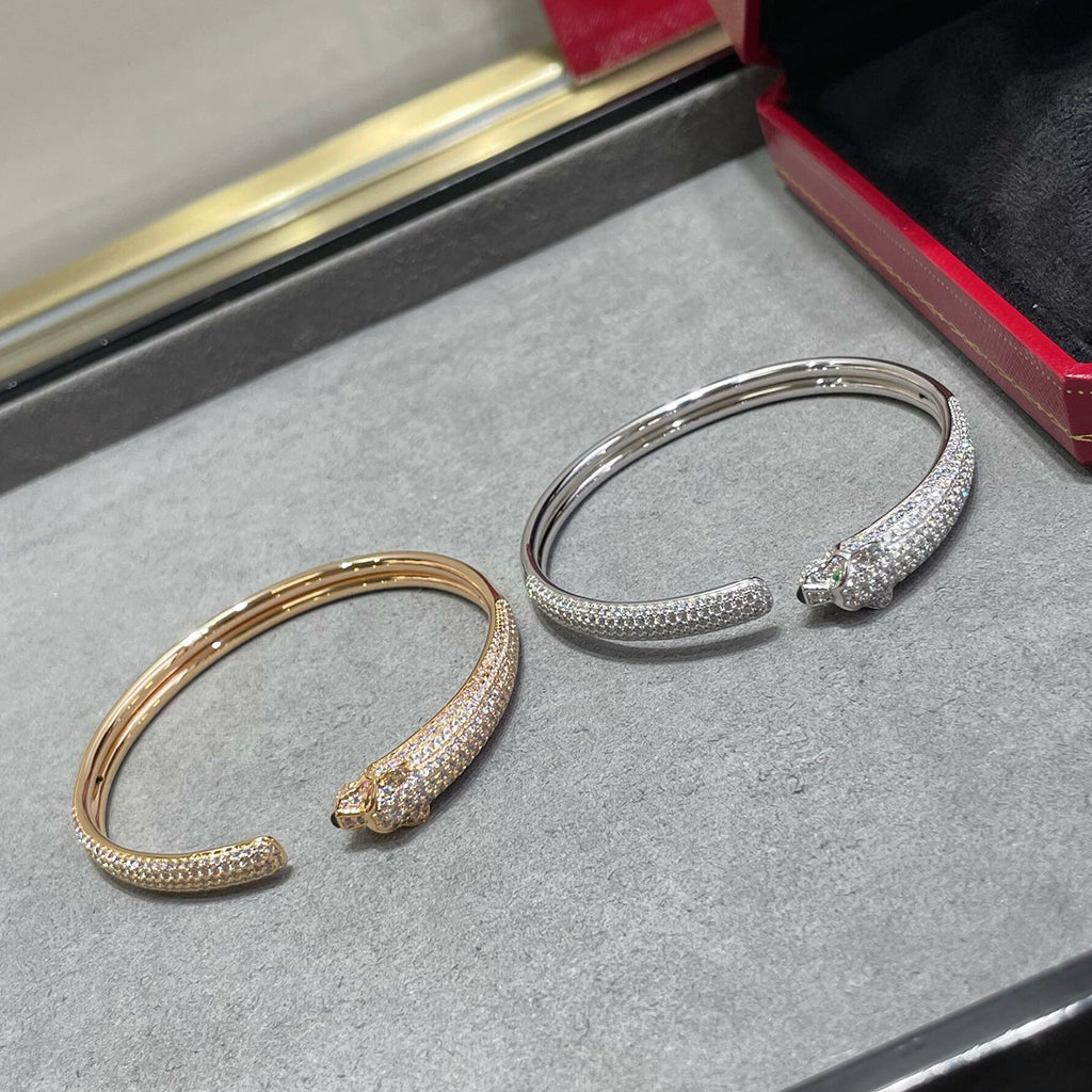 [⭐Seralia]PANTHERE FULL DIAMOND OPEN BRACELET