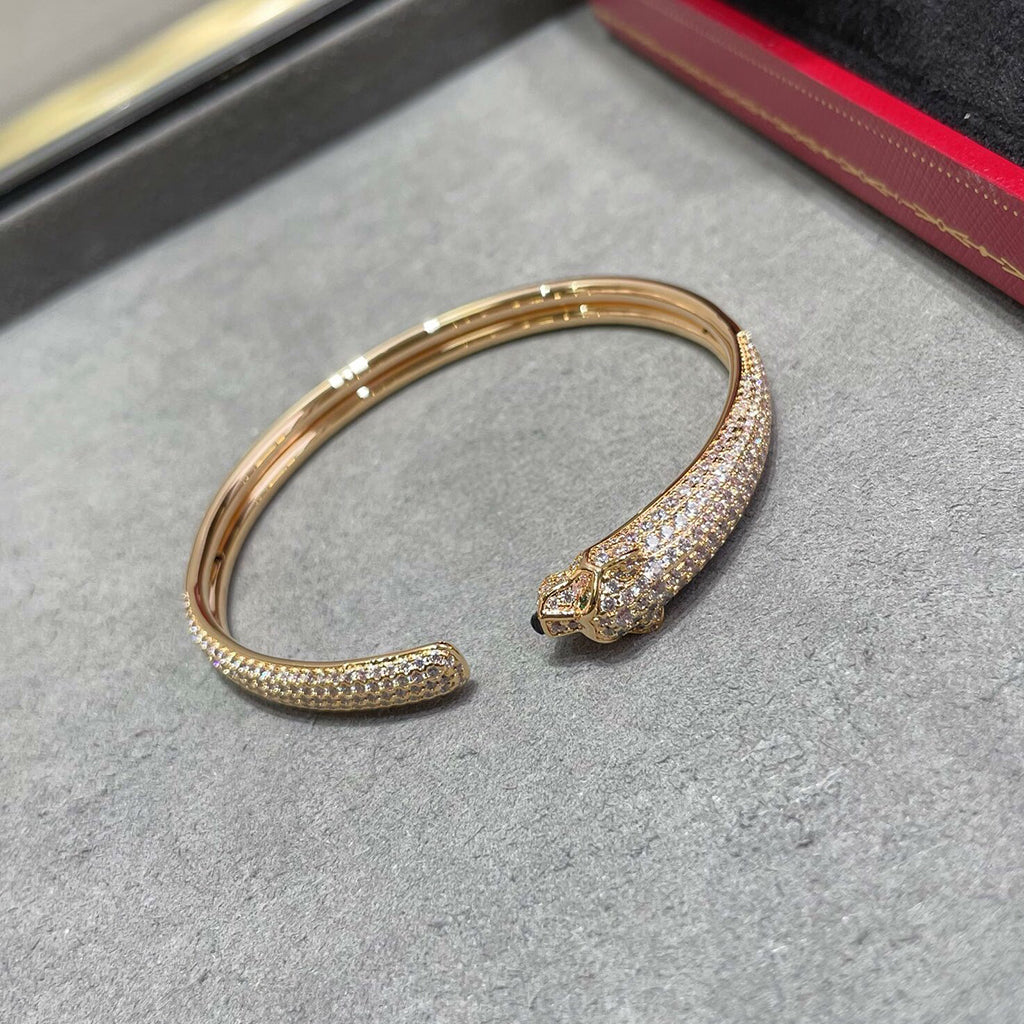 [⭐Seralia]PANTHERE FULL DIAMOND OPEN BRACELET