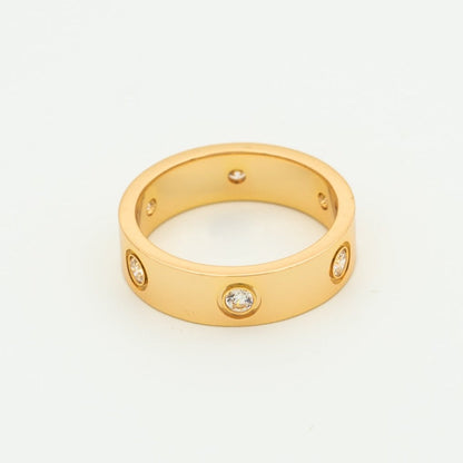 [⭐Seralia]LOVE RING 5.5MM 6 DIAMONDS PINK GOLD