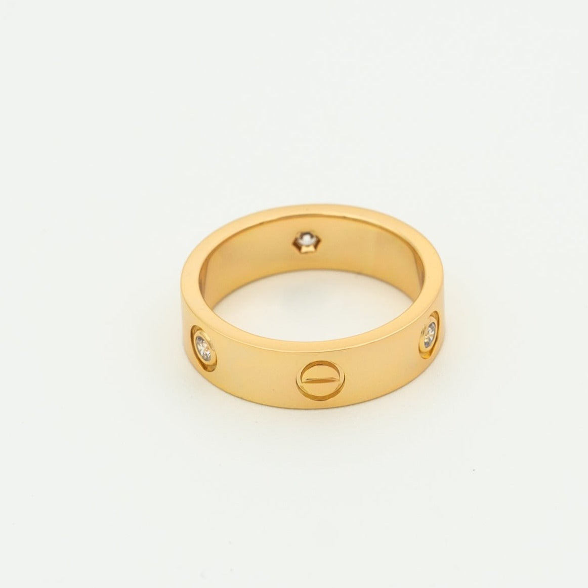 [⭐Seralia]LOVE RING 5.5MM 3 DIAMONDS PINK GOLD