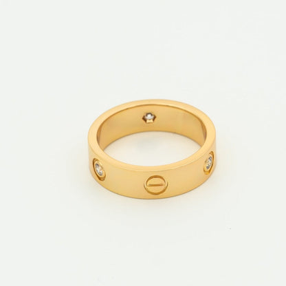 [⭐Seralia]LOVE RING 5.5MM 3 DIAMONDS PINK GOLD
