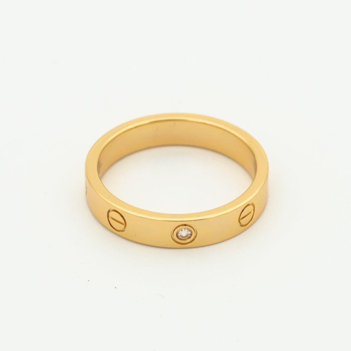 [⭐Seralia]LOVE RING 4MM 1 DIAMOND PINK GOLD