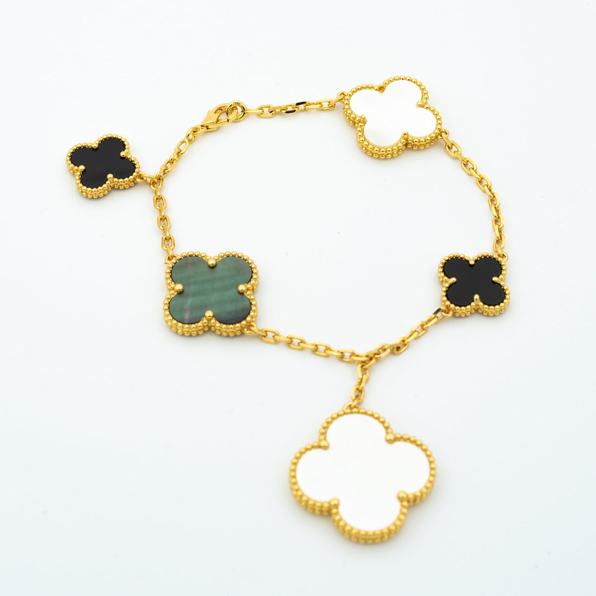 [⭐Seralia]CLOVER BRACELET 5 MOTIFS ONYX MOP