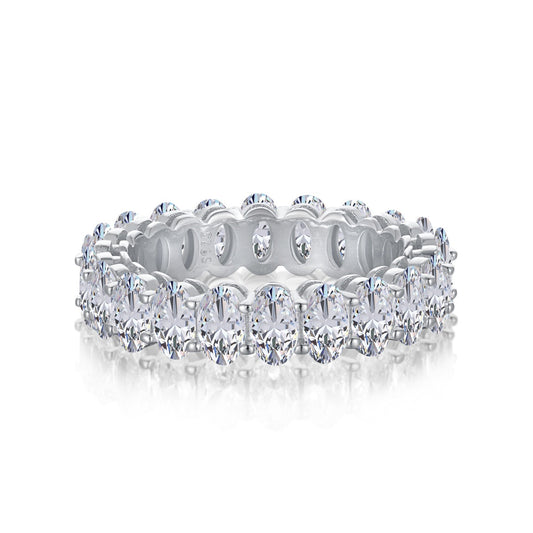 [Lucky Jewelry]Ornate Oval Cut Tennis Ring