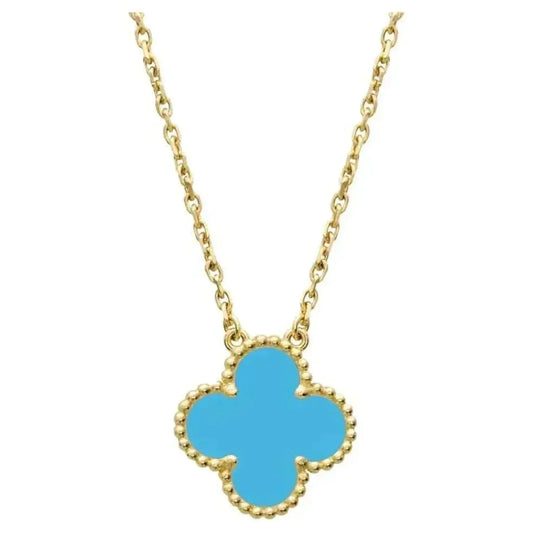 [⭐Seralia]CLOVER 15MM VINTAGE TURQUOISE NECKLACE
