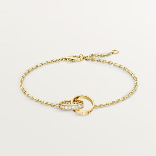 [⭐Seralia]LOVE DOUBLE RING HALF DIAMOND BRACELET