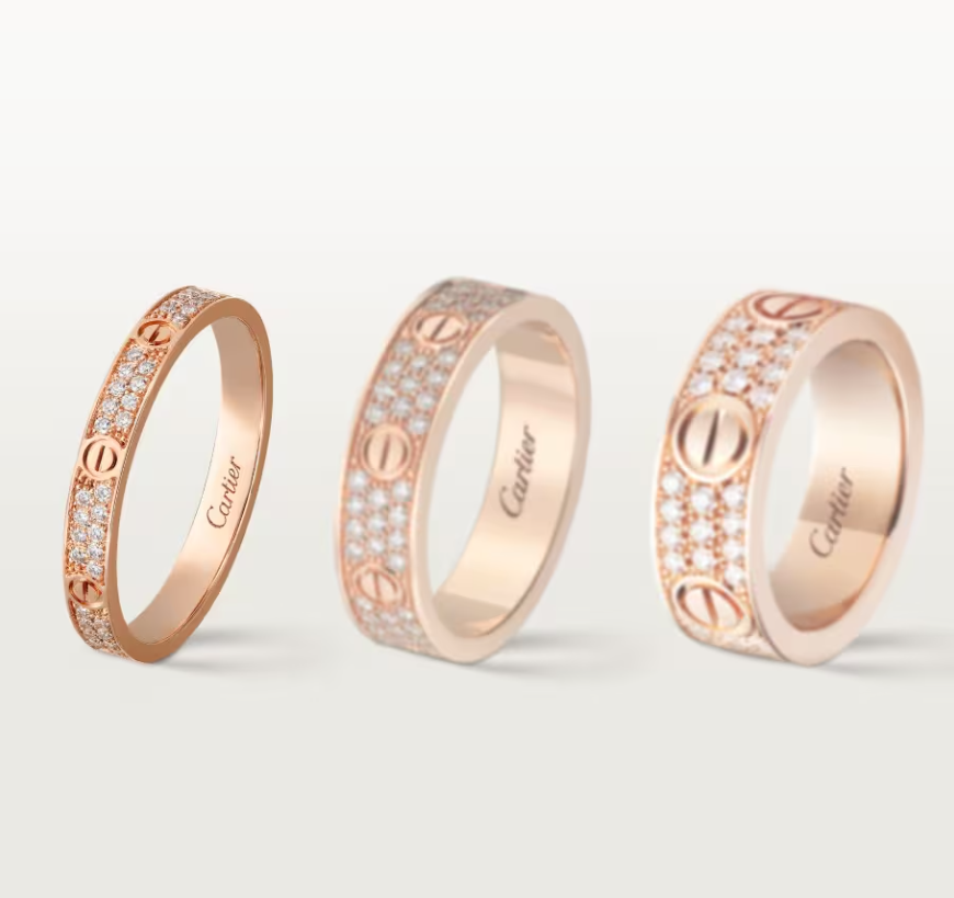 [⭐Seralia]LOVE RING 2.6mm-wide full-diamond ring Rose Gold