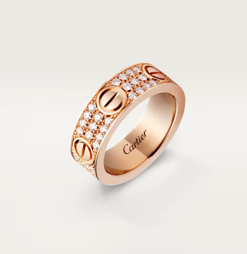 [⭐Seralia]LOVE RING 6.5mm-wide full-diamond ring Rose Gold