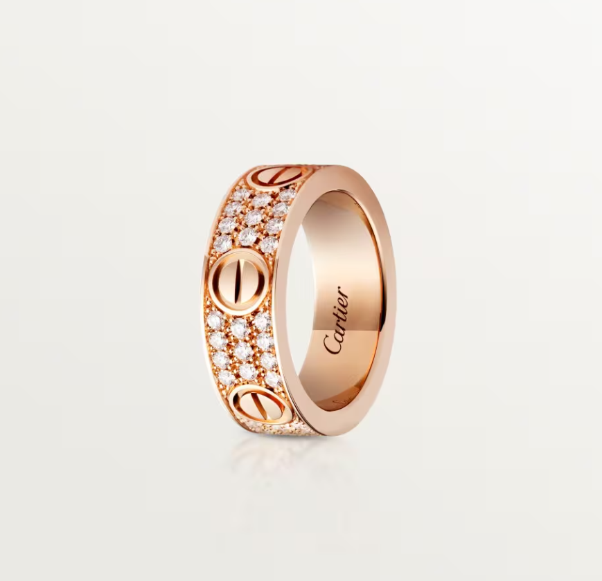 [⭐Seralia]LOVE RING 6.5mm-wide full-diamond ring Rose Gold