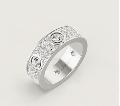 [⭐Seralia]LOVE RING 6.5MM Full Diamond, 6 Major Diamonds Silver