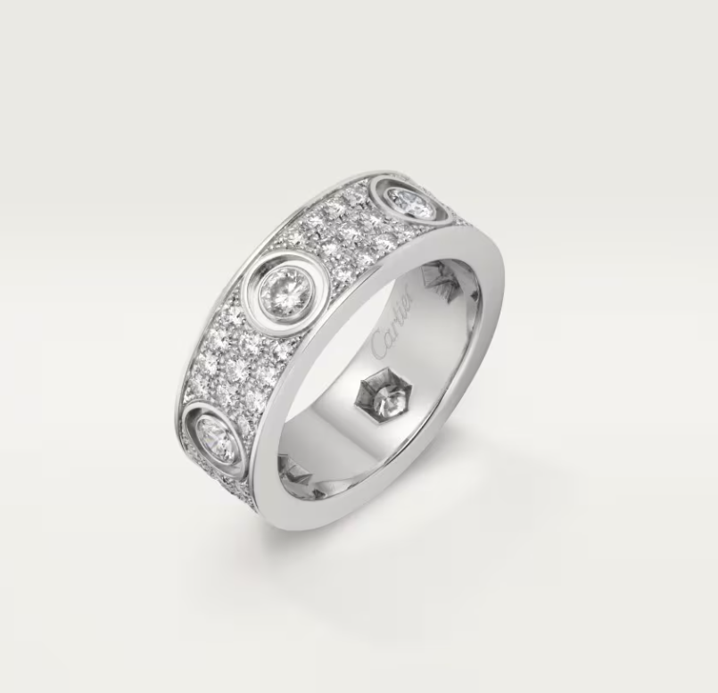 [⭐Seralia]LOVE RING 6.5MM Full Diamond, 6 Major Diamonds Silver