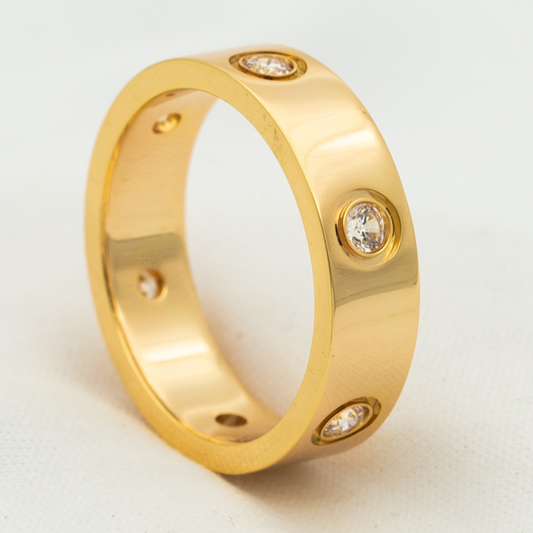 [⭐Seralia]LOVE RING 5.5MM 6 DIAMONDS PINK GOLD