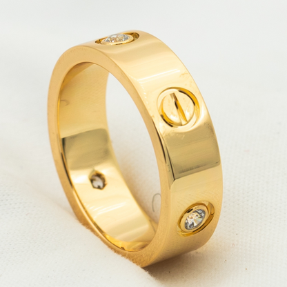 [⭐Seralia]LOVE RING 5.5MM 3 DIAMONDS PINK GOLD