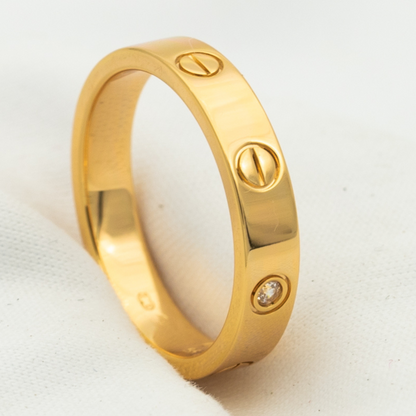 [⭐Seralia]LOVE RING 4MM 1 DIAMOND PINK GOLD