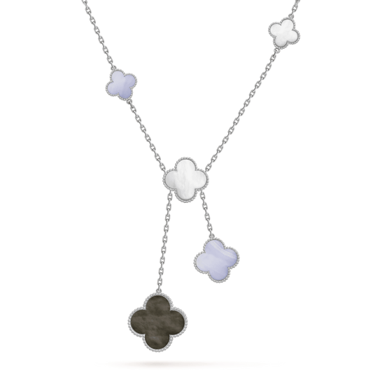 [⭐Seralia]CLOVER MOP CHALCEDONY NECKLACE SILVER 6 MOTIF