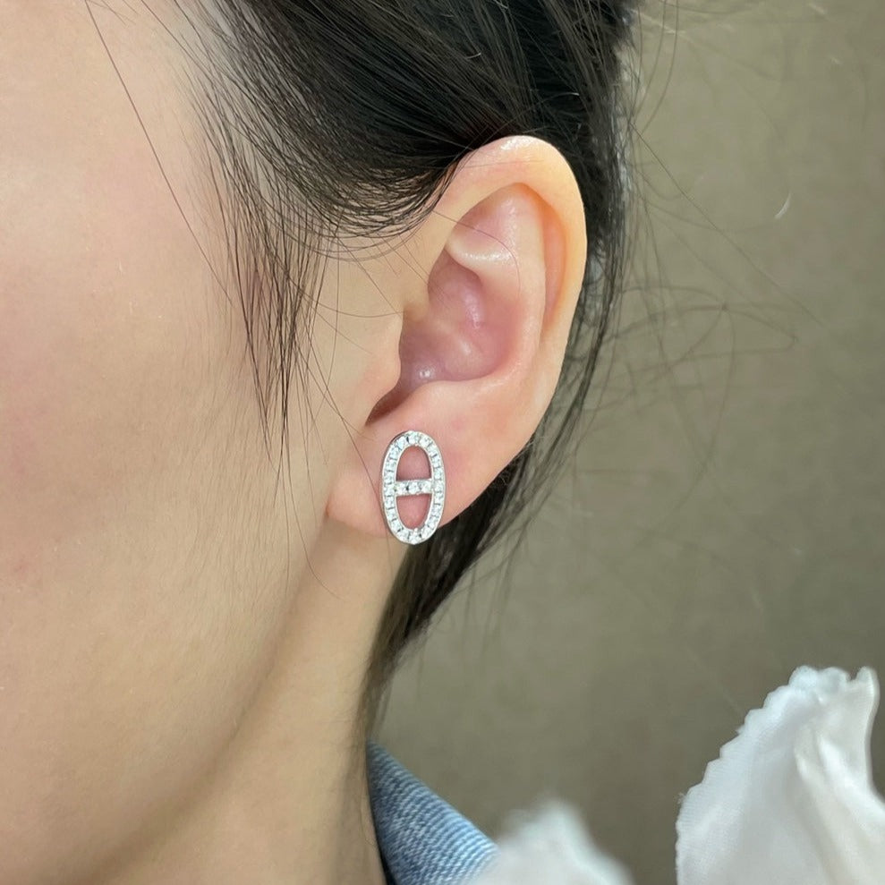 [⭐Seralia]HM FULL DIAMOND PIG NOSE STUD EARRINGS
