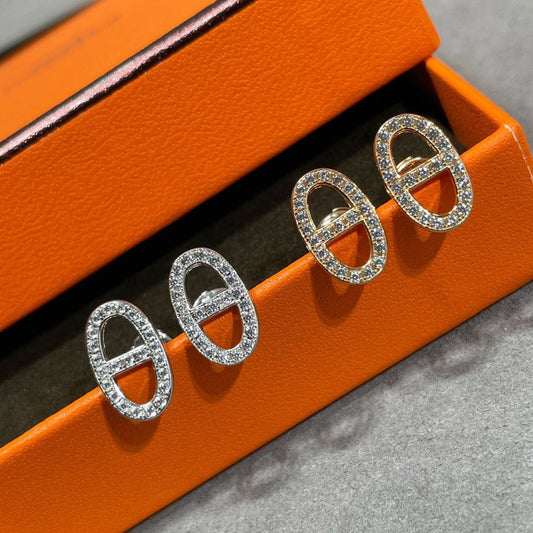 [⭐Seralia]HM FULL DIAMOND PIG NOSE STUD EARRINGS