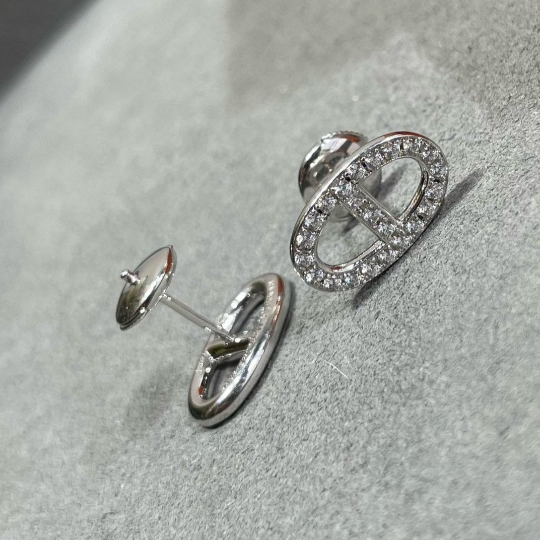 [⭐Seralia]HM FULL DIAMOND PIG NOSE STUD EARRINGS