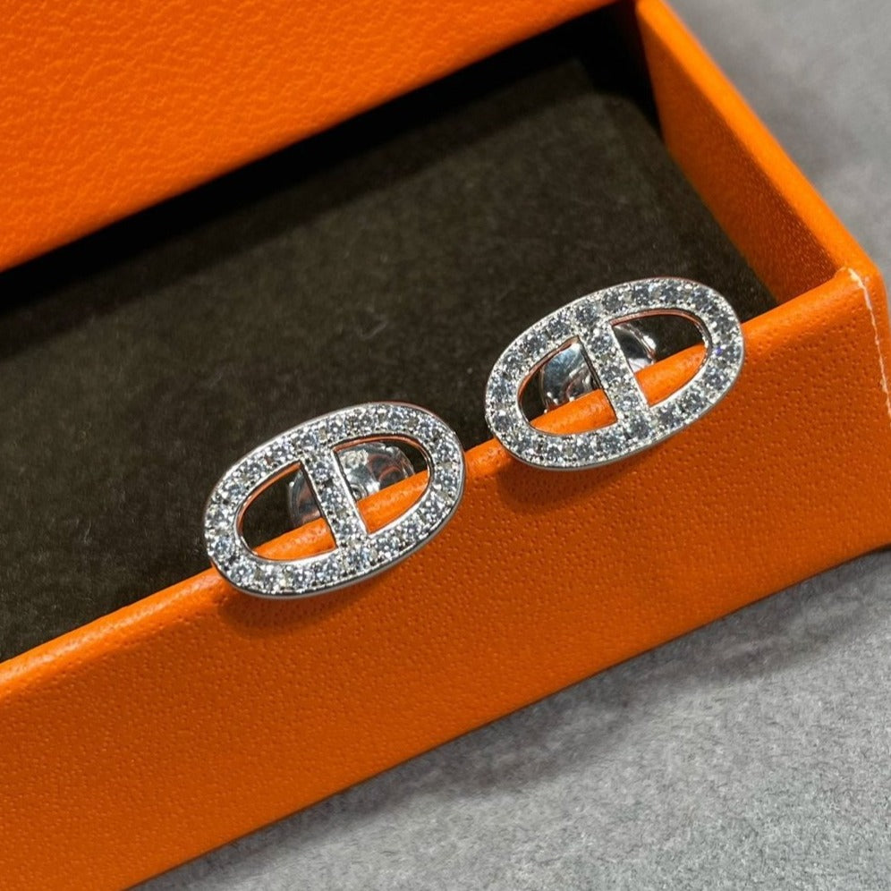 [⭐Seralia]HM FULL DIAMOND PIG NOSE STUD EARRINGS