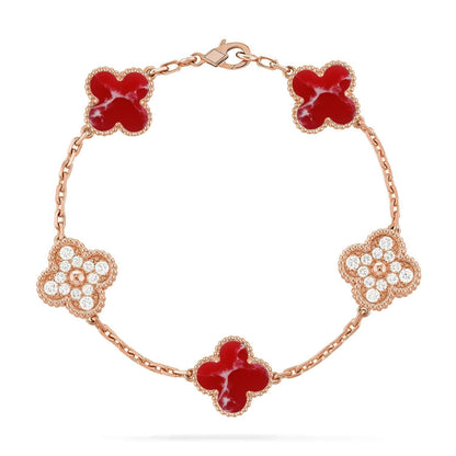 [⭐Seralia]CLOVER 5 MOTIF RED PATTERN BRACELET COLLECTION