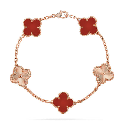 [⭐Seralia] CLOVER 5 MOTIF RED CORNELIAN BRACELET COLLECTION