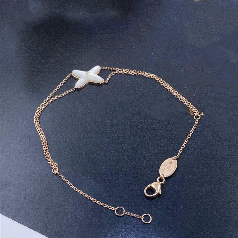 [⭐Seralia]JEUX BRACELET WHITE MOP PINK GOLD 1 DIAMOND